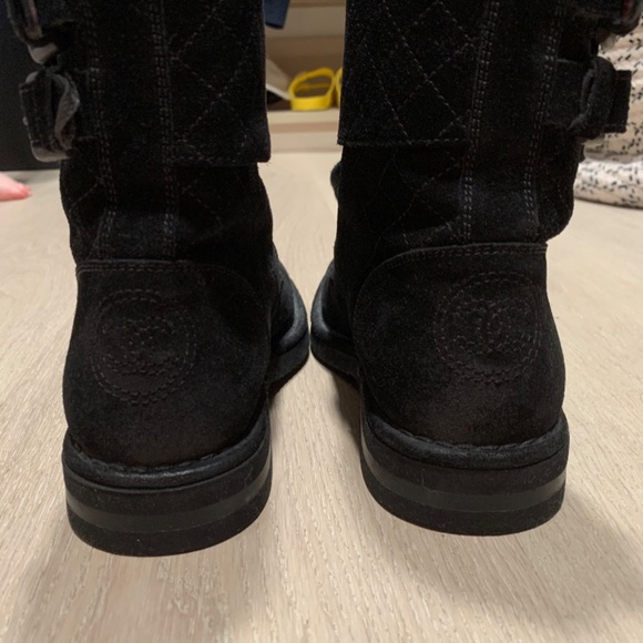 Chanel Suede Calfskin Quilted Combat Boots - Picture 3 of 6